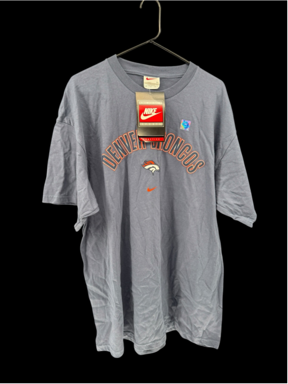 Men's Nike Denver Broncos Short Sleeve T-Shirt, Grey, Size XL
